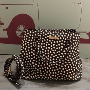 KATE SPADE Black And White Polka Dot Evangeline